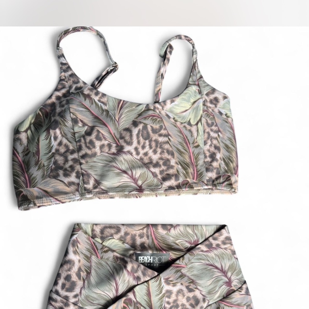 Beach Riot Leaf and Leopard workout Set